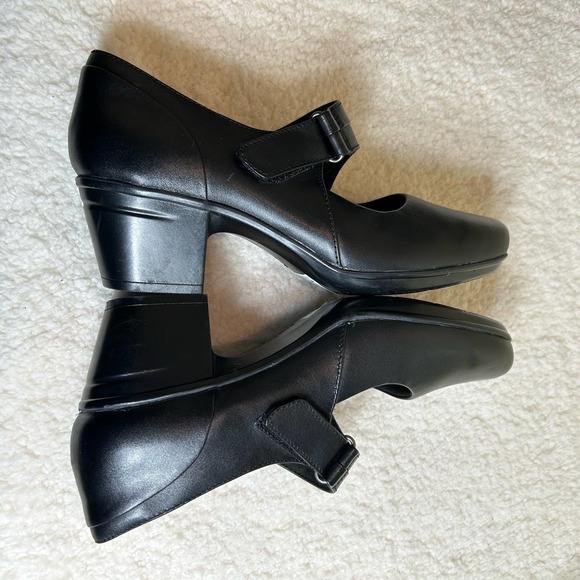 NWOT Clarks Collection Shoes Womens 10 Black Emslie Lulin Pump Shoes Block Heel - Picture 5 of 11